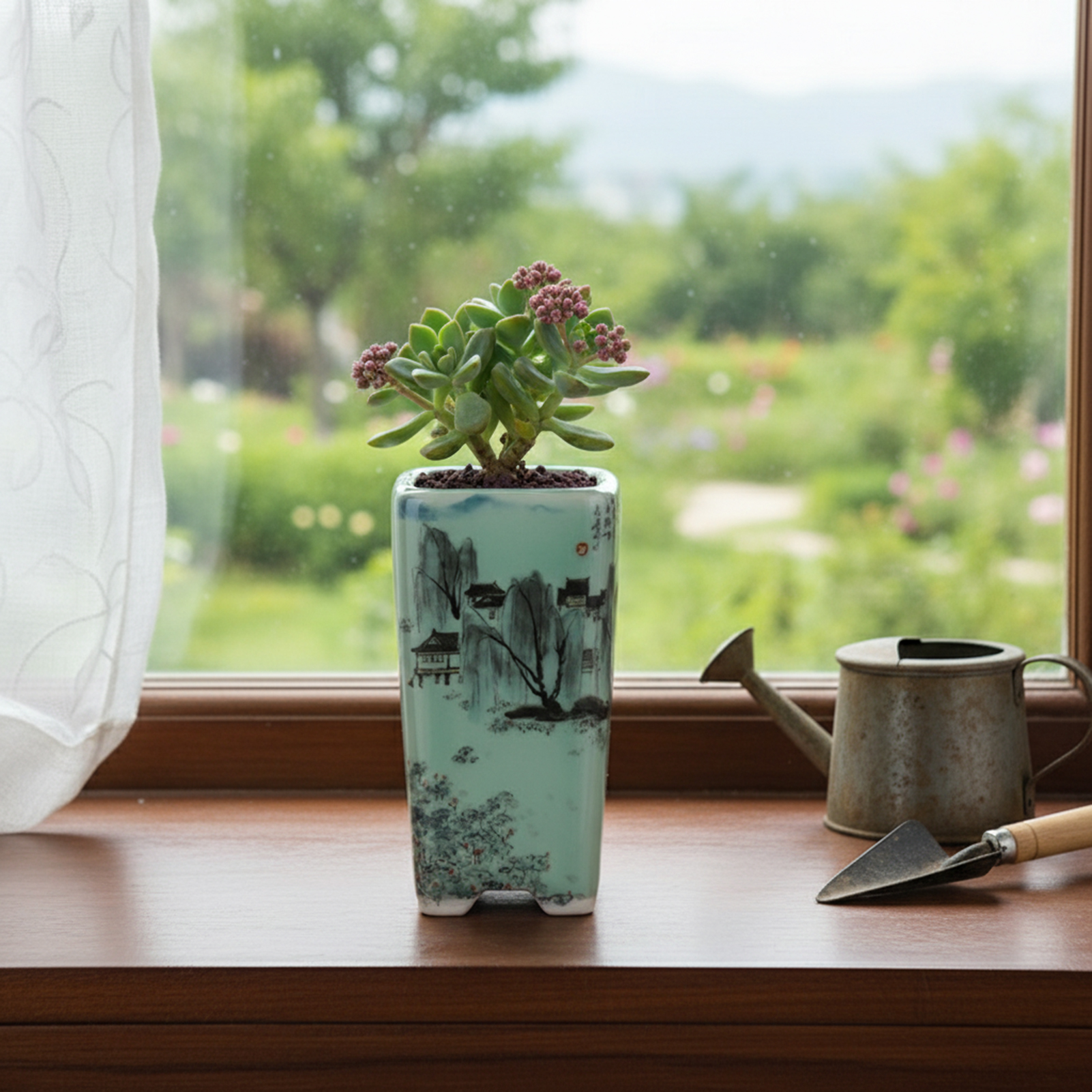 Ceramic Green Flower Pot Chine - Pilea Peperomioides avis et prix