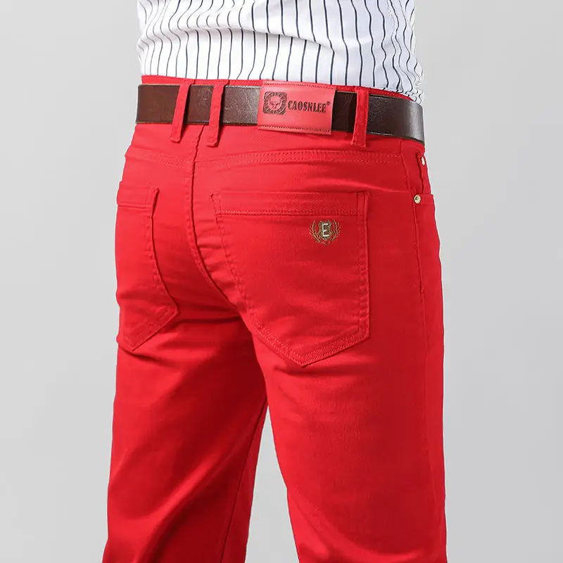 5 Colors Men's Colorful Denim  - Aglaonema Red avis et prix
